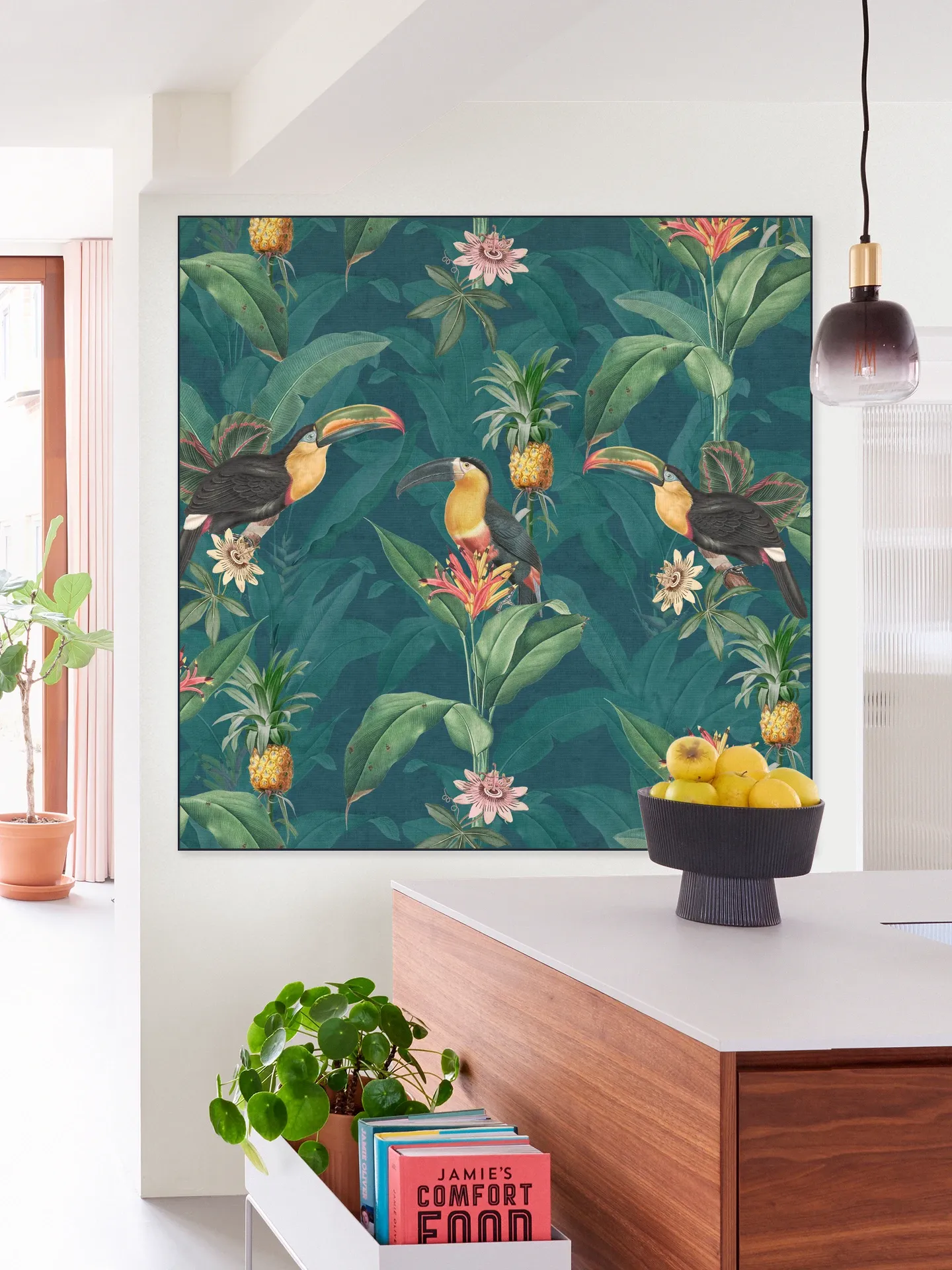 Tropical vintage toucan and pineapples