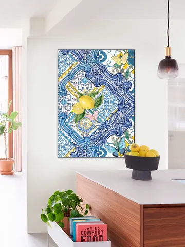 Mediterranean tiles and lemons blue I