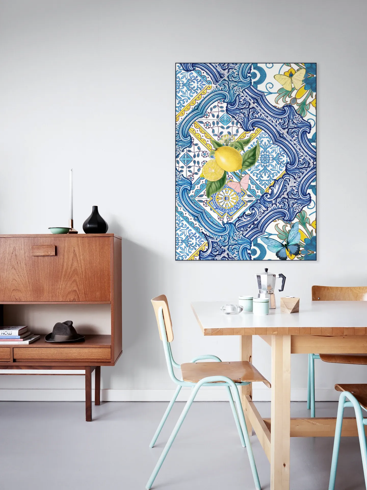 Mediterranean tiles and lemons blue I