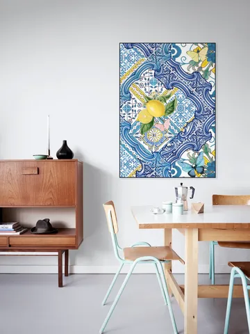 Mediterranean tiles and lemons blue I