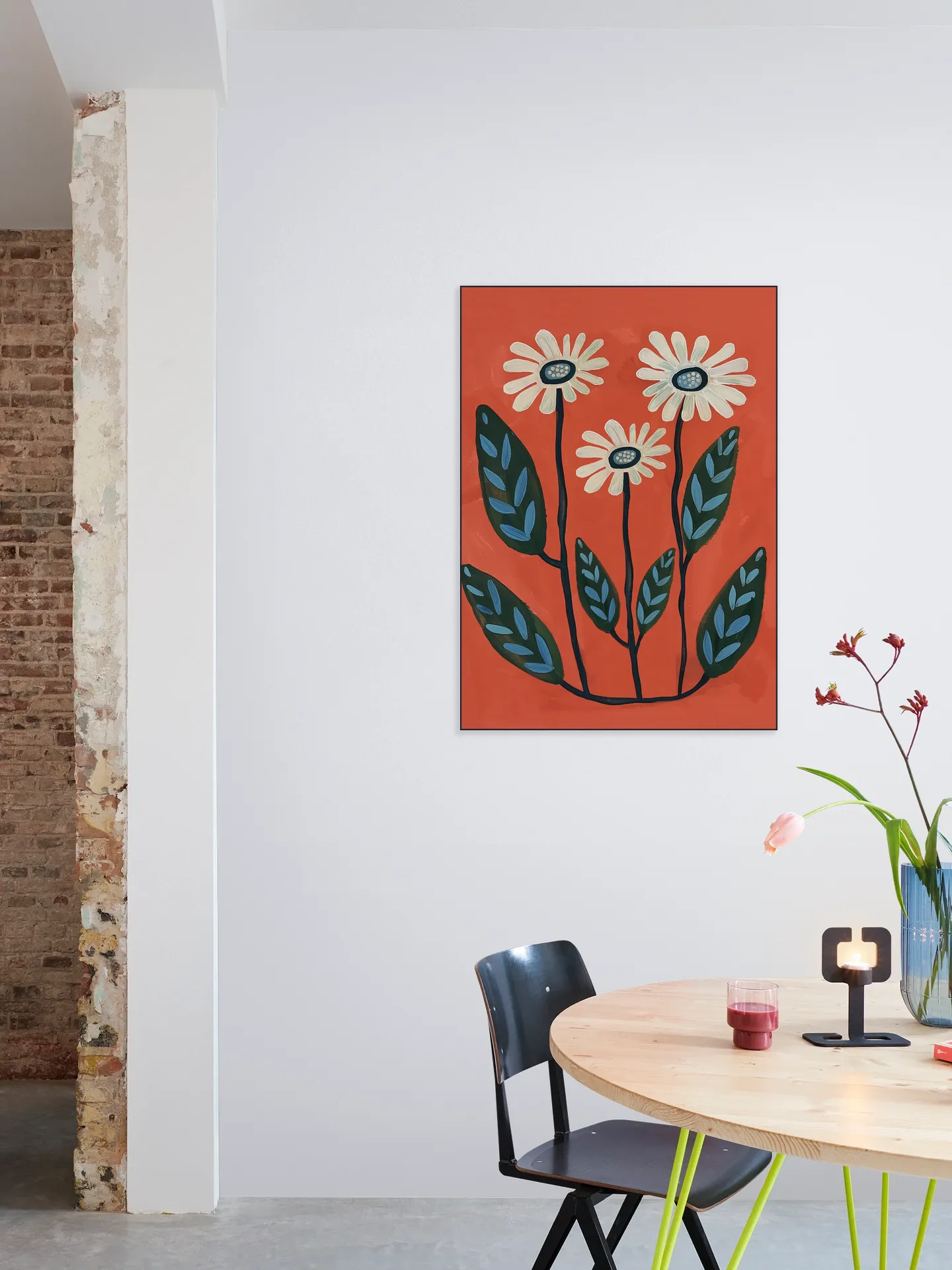 Terracotta Abstract Daisy Flowers