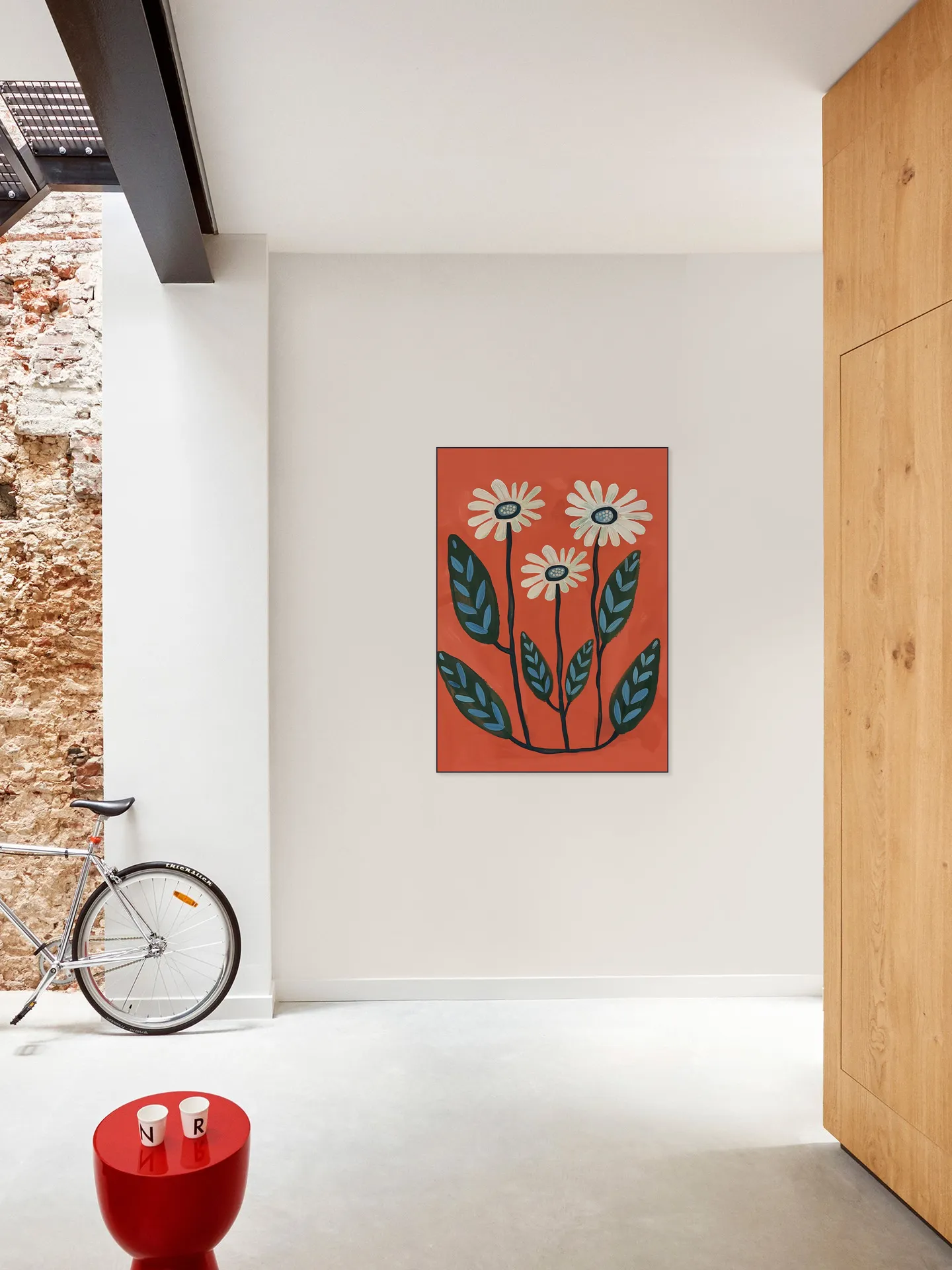 Terracotta Abstract Daisy Flowers