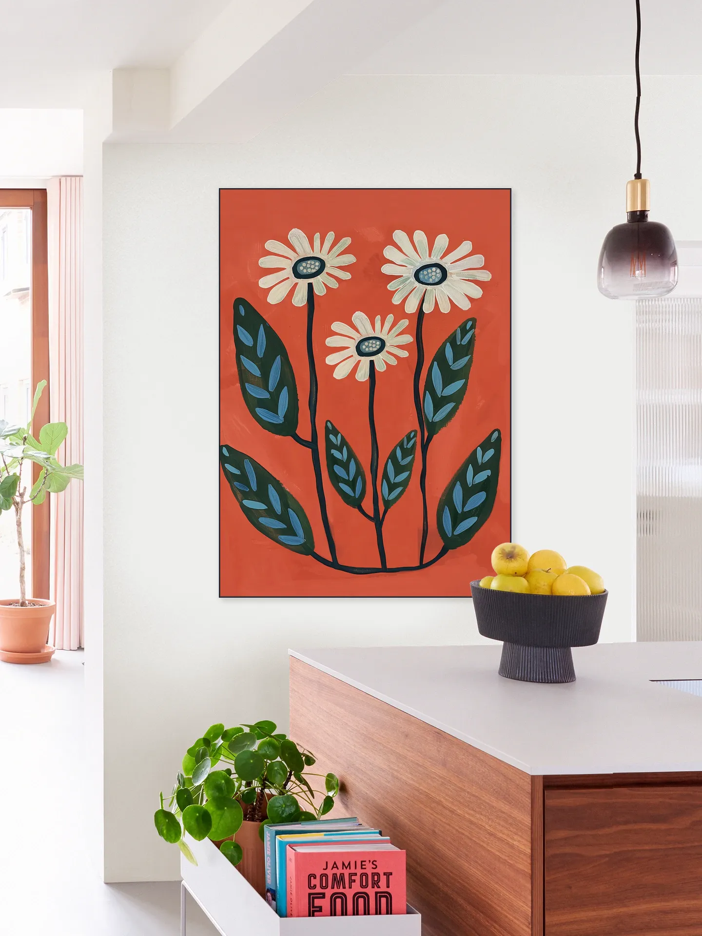 Terracotta Abstract Daisy Flowers