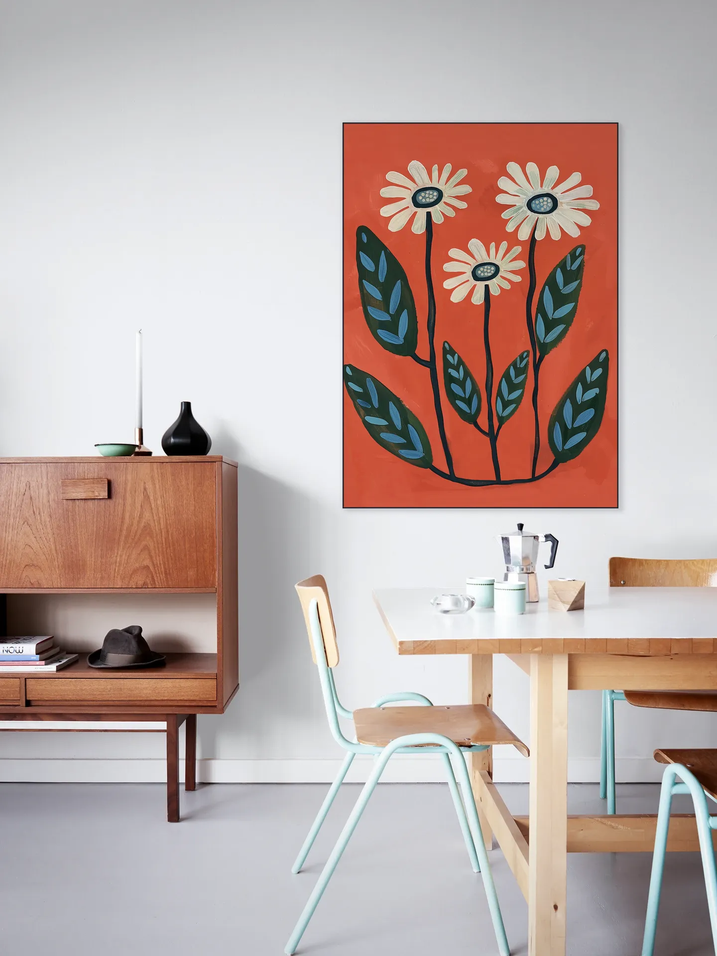 Terracotta Abstract Daisy Flowers