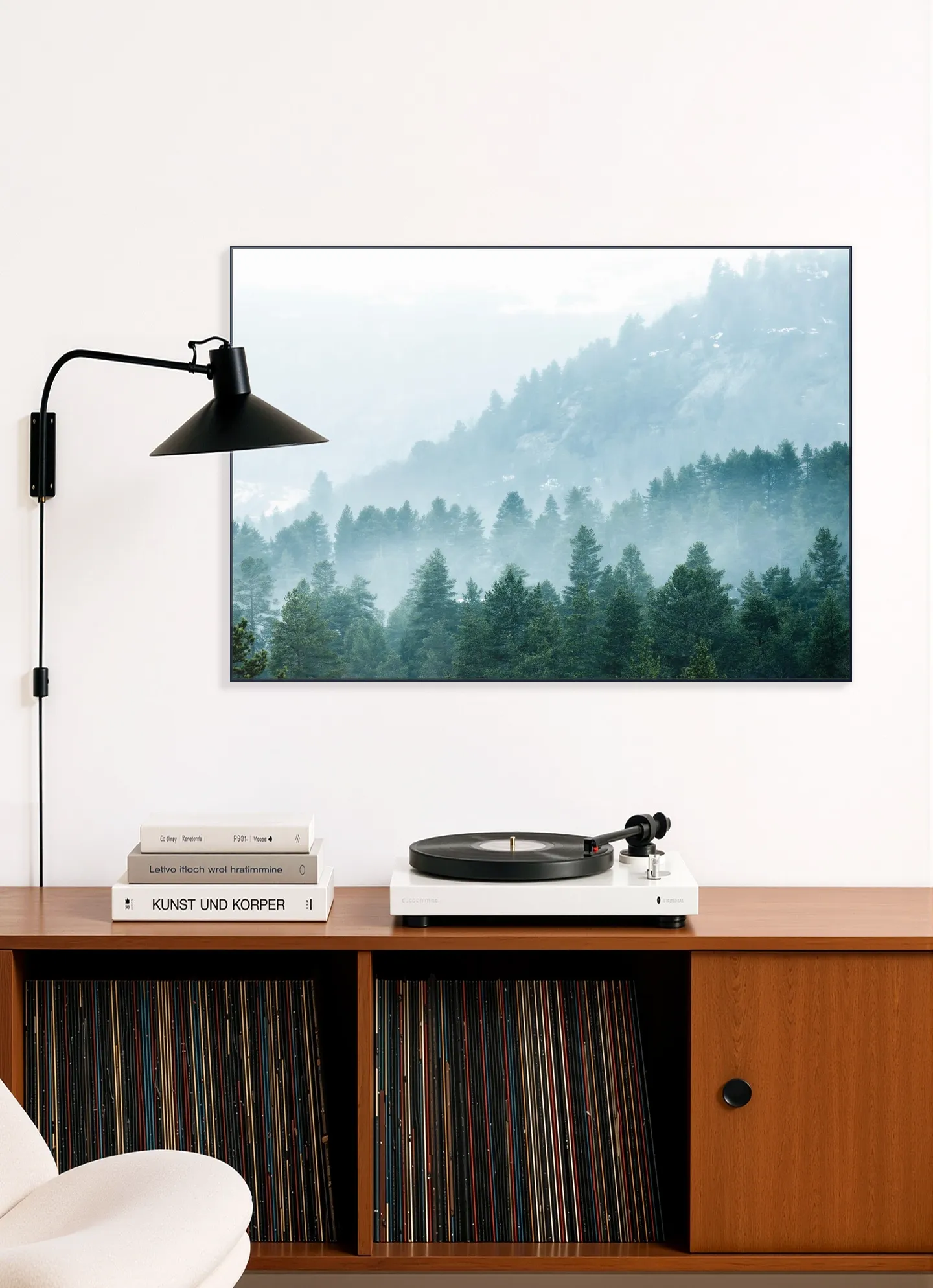 Foggy Evergreen Forest In The Mountains