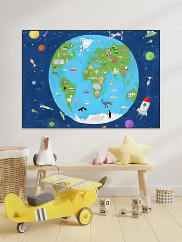 Illustrated Map of the World from Space