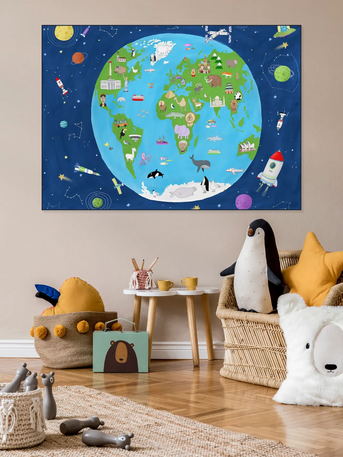 Illustrated Map of the World from Space