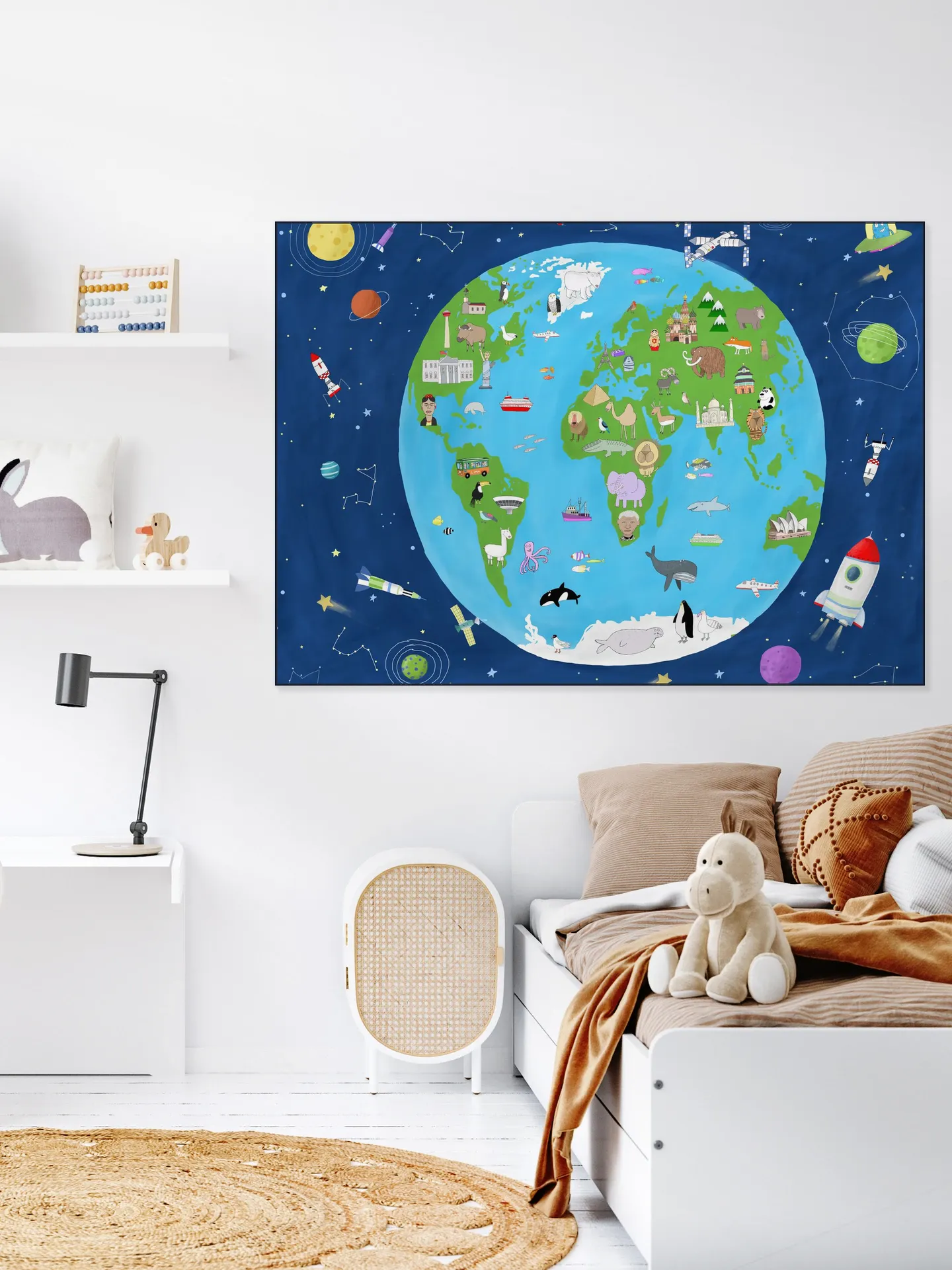 Illustrated Map of the World from Space