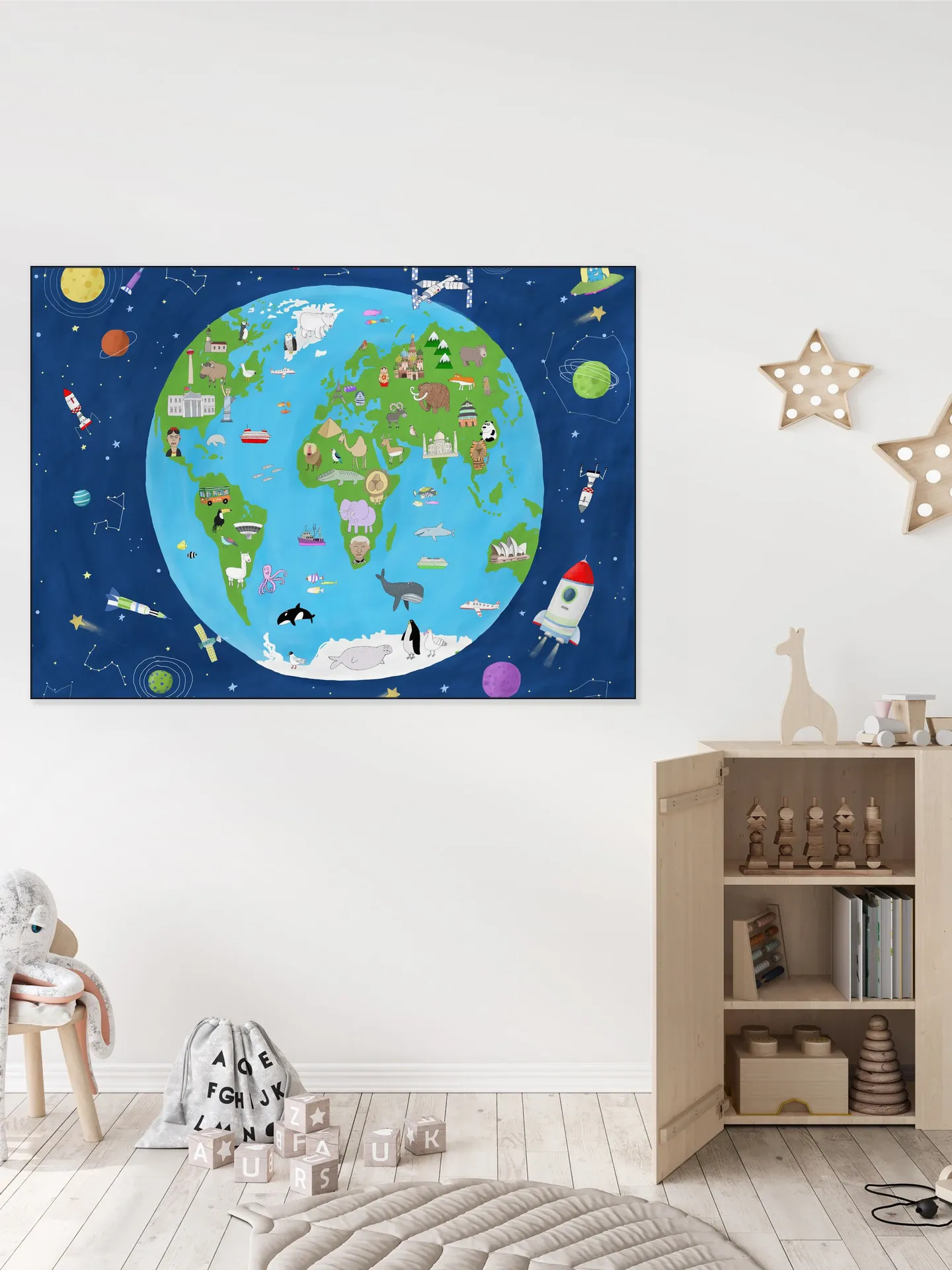 Illustrated Map of the World from Space