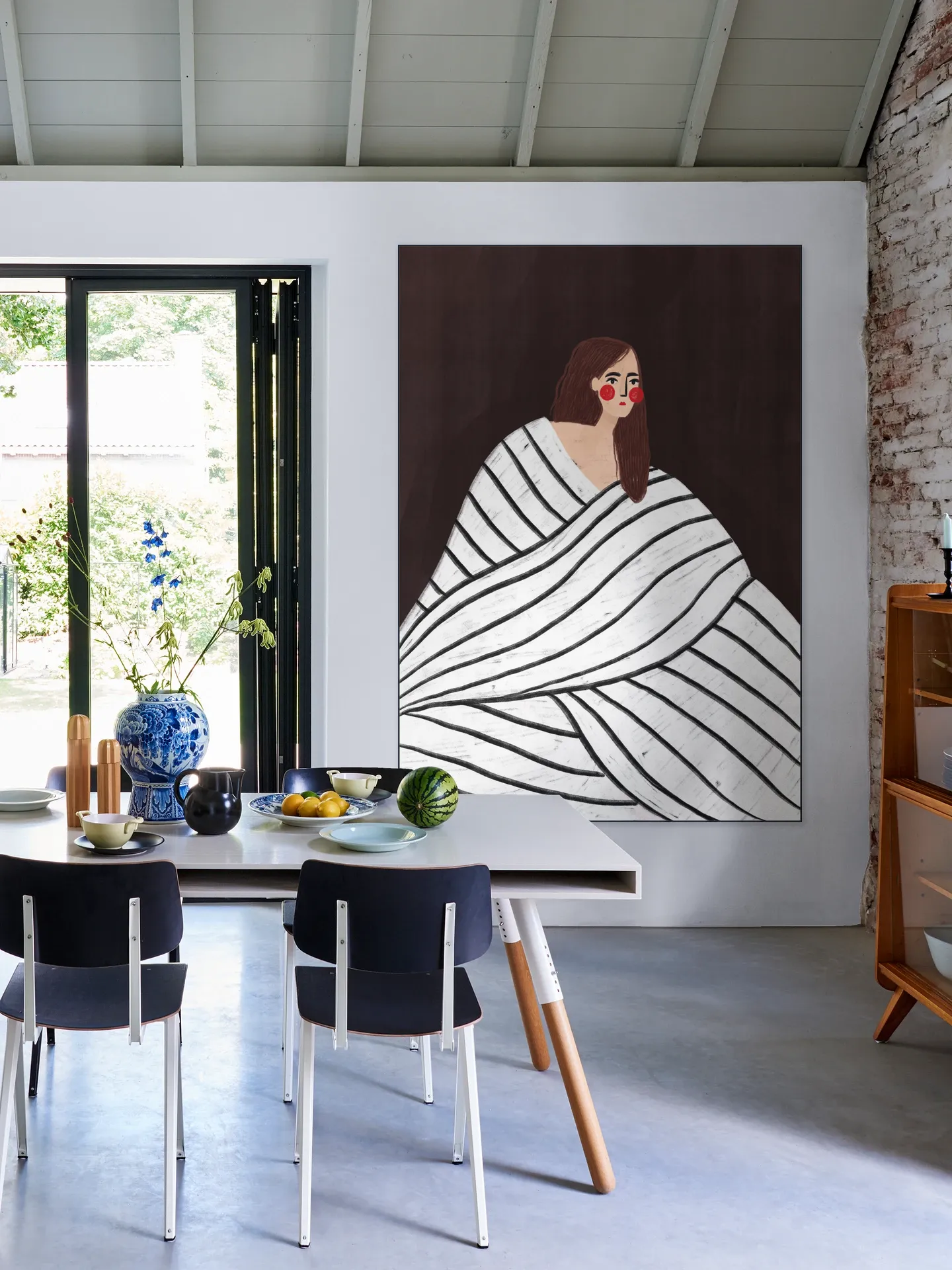 The Woman With Black and White Stripes