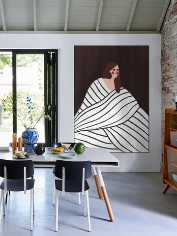 The Woman With Black and White Stripes