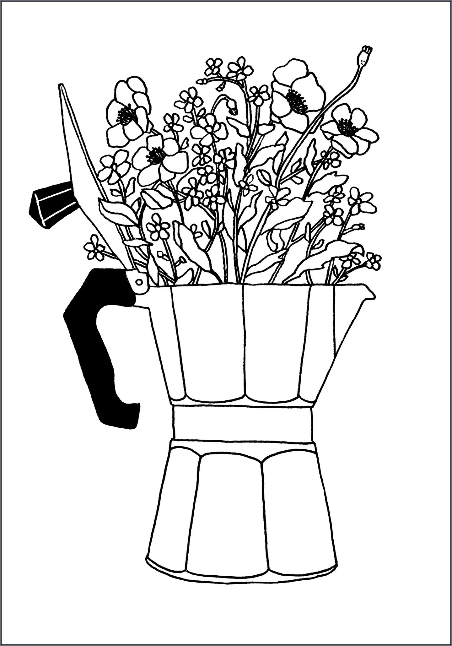 Moka Flowers Black & White