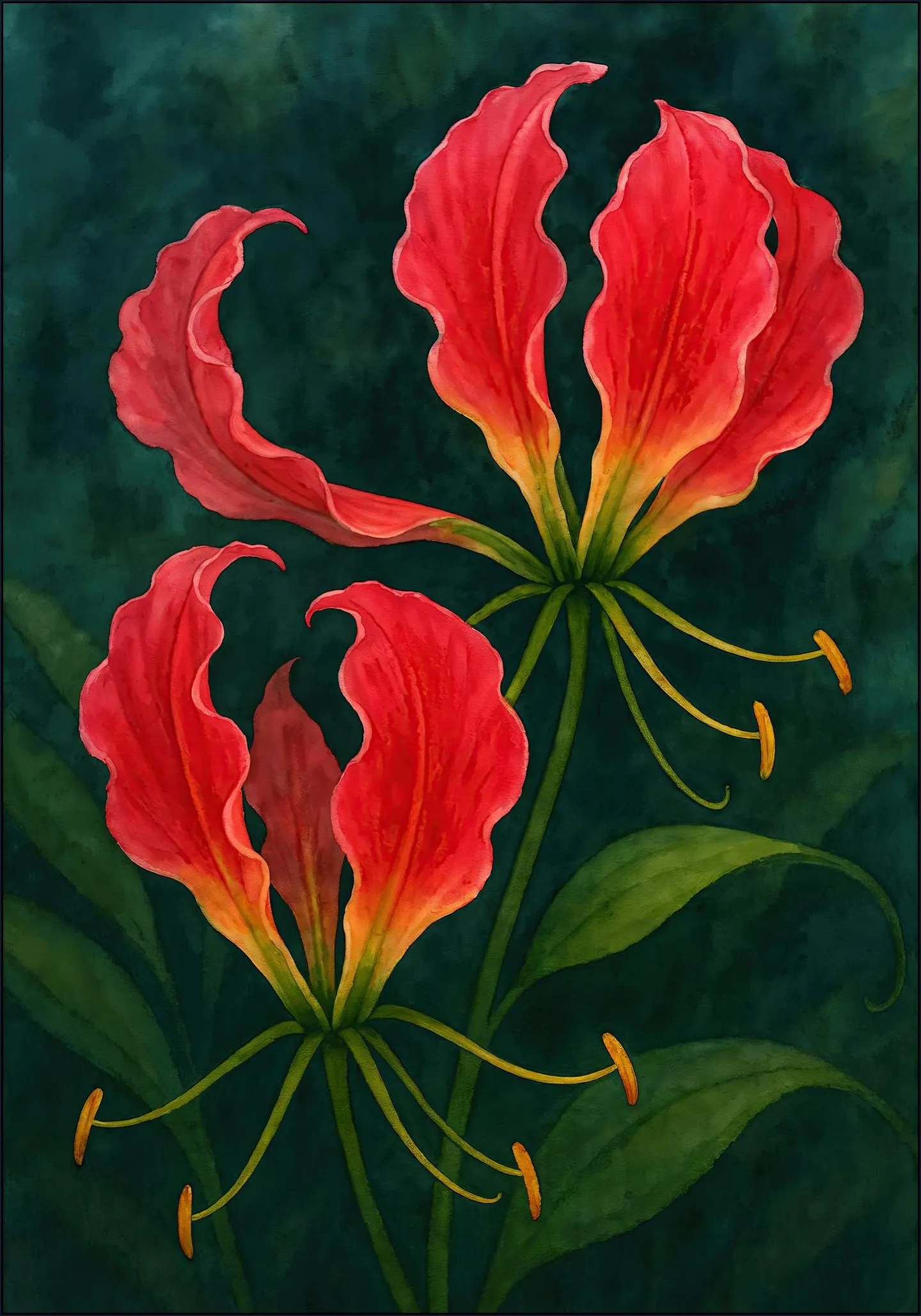 Red Gloriosa Superba Flowers
