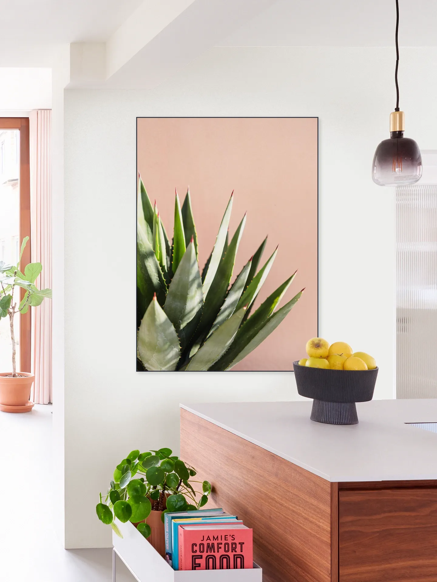 Green Plant Pink Wall