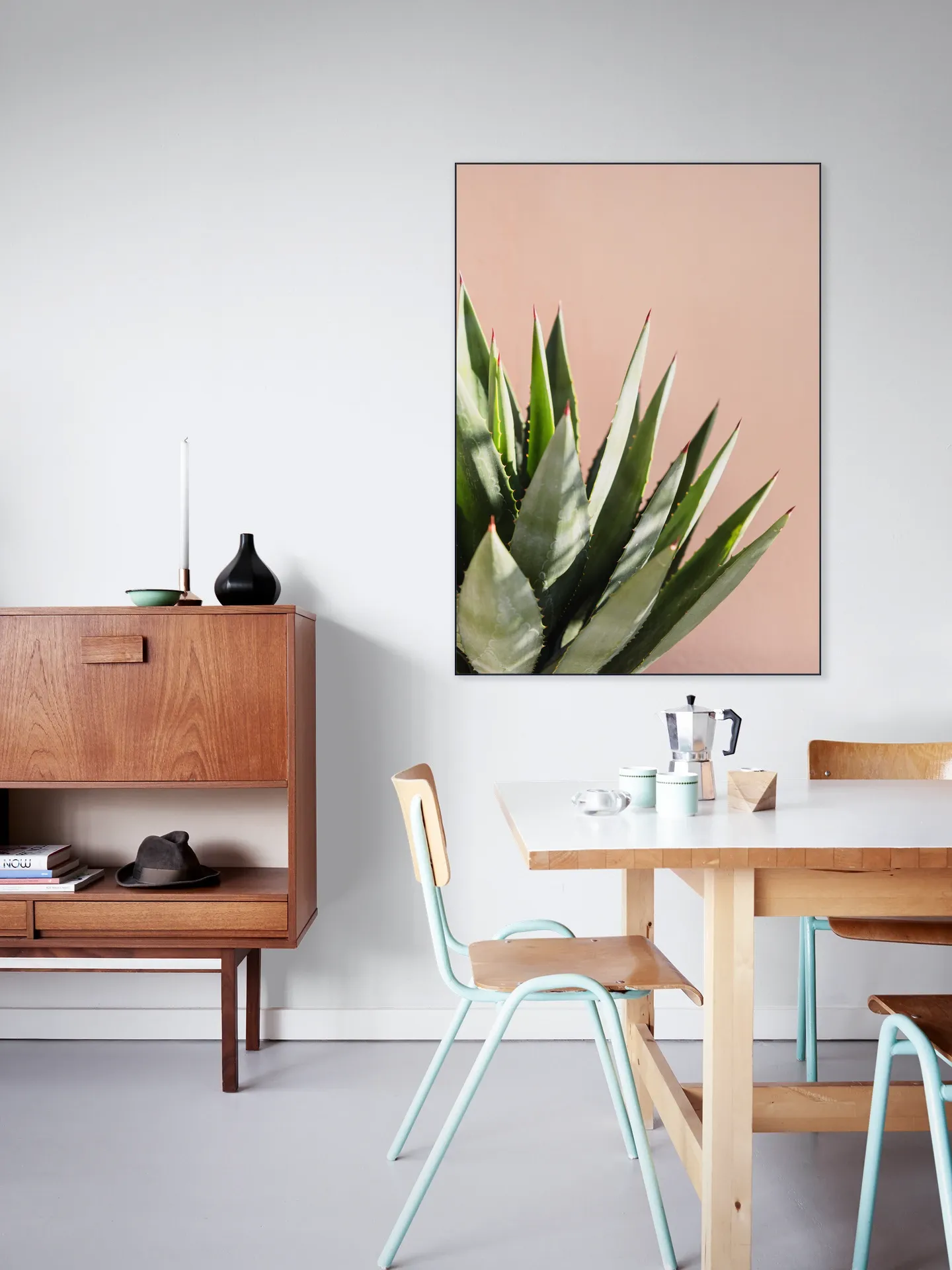 Green Plant Pink Wall