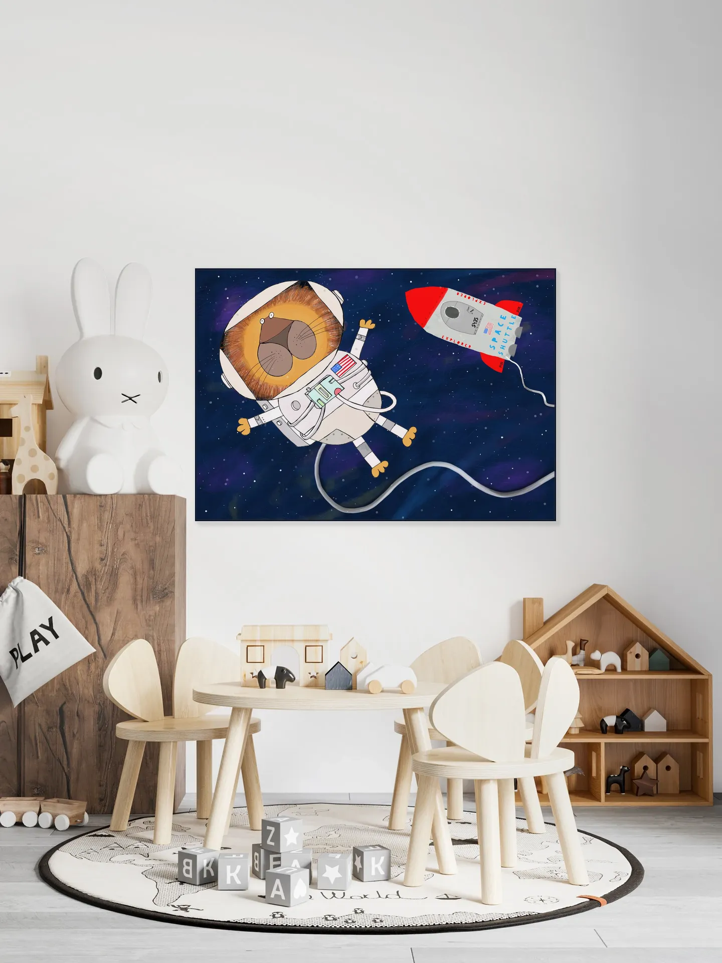 Funny Lion Astronaut is Swirling in Space