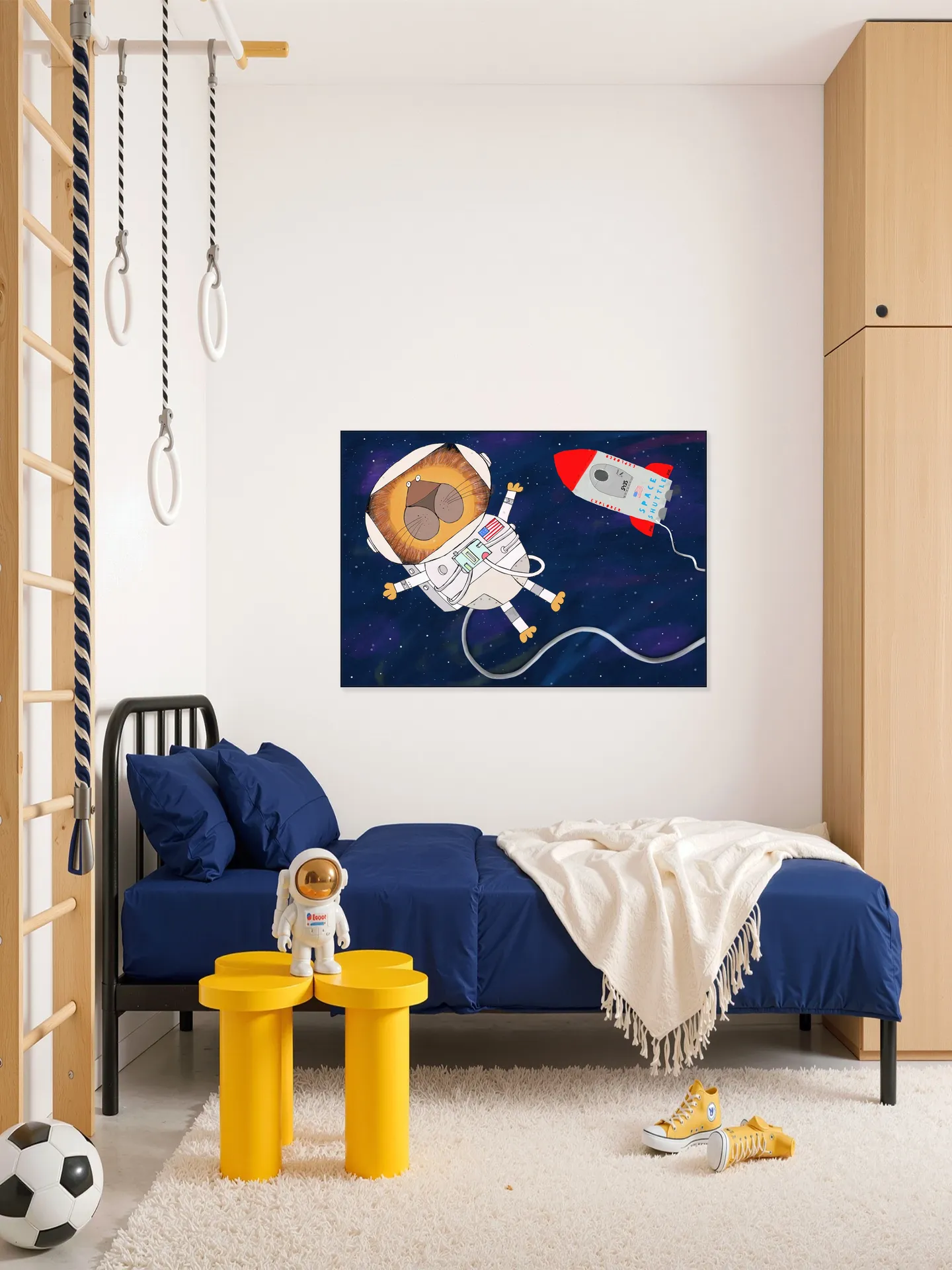 Funny Lion Astronaut is Swirling in Space