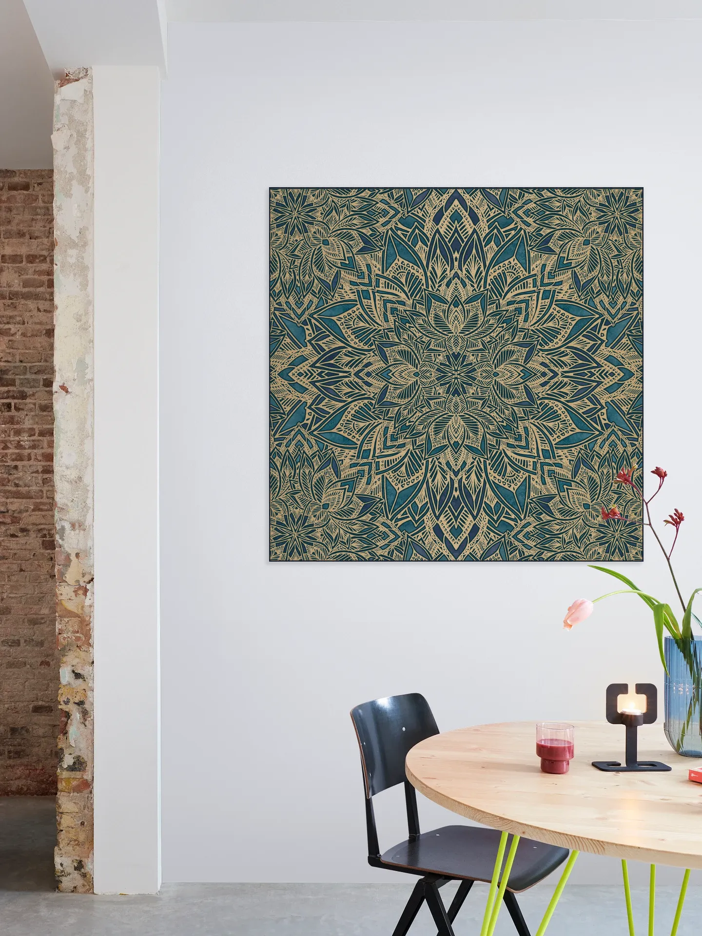 Art Deco Mandala Teal Gold