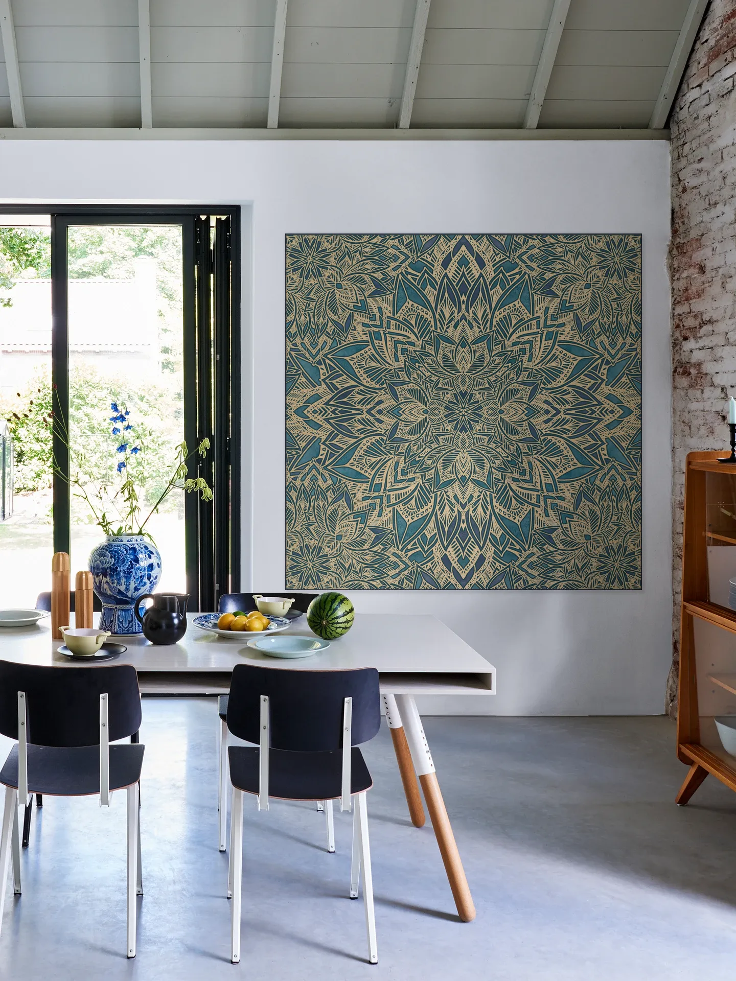 Art Deco Mandala Teal Gold