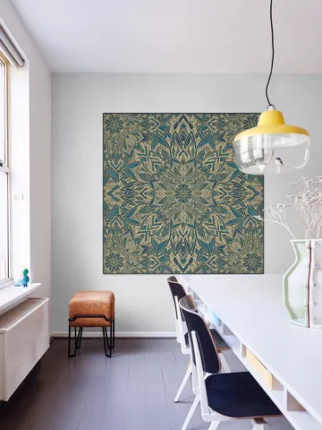 Art Deco Mandala Teal Gold
