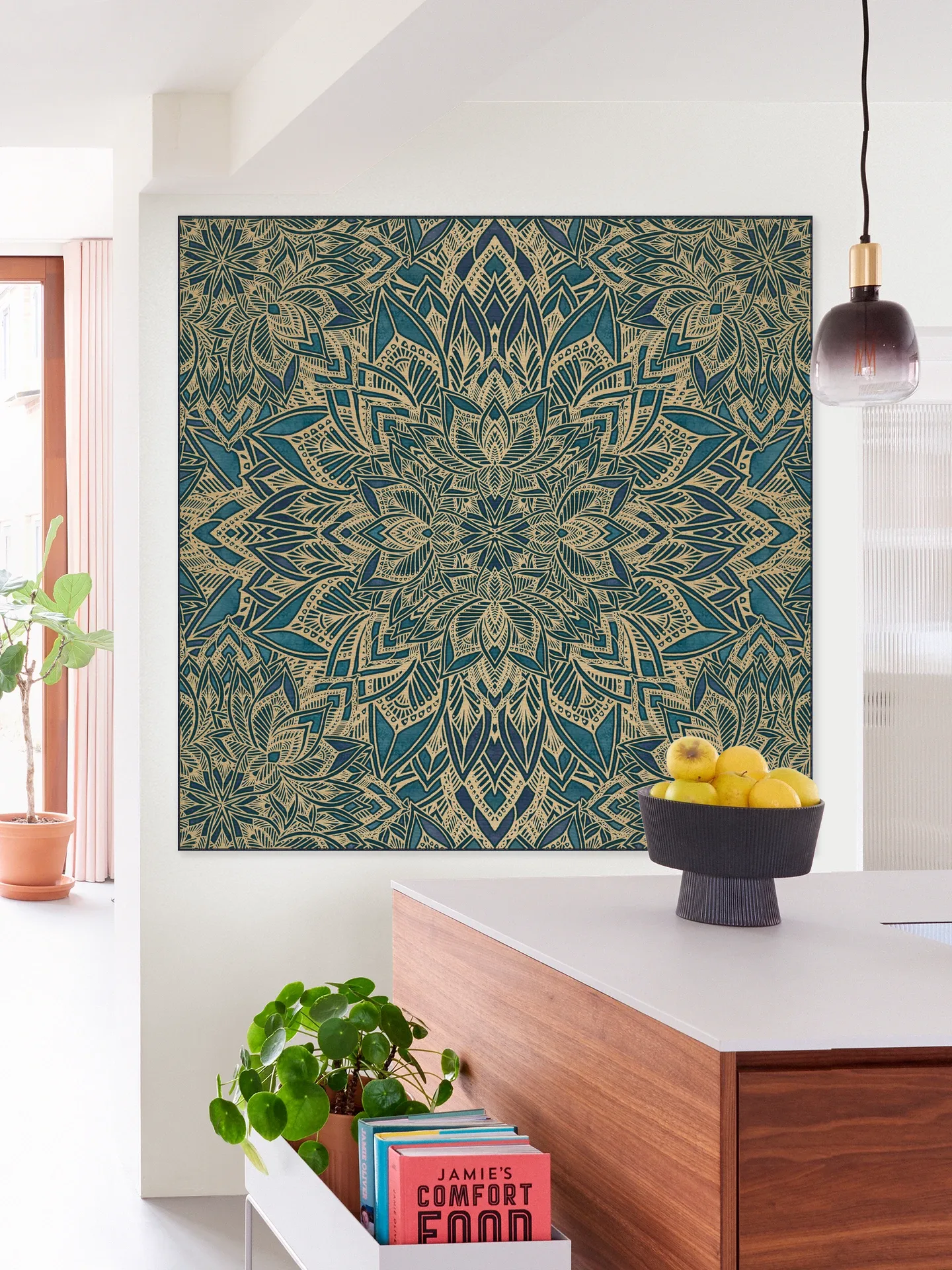 Art Deco Mandala Teal Gold