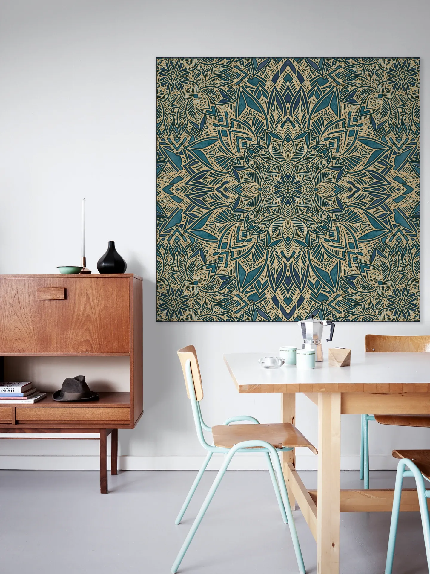 Art Deco Mandala Teal Gold