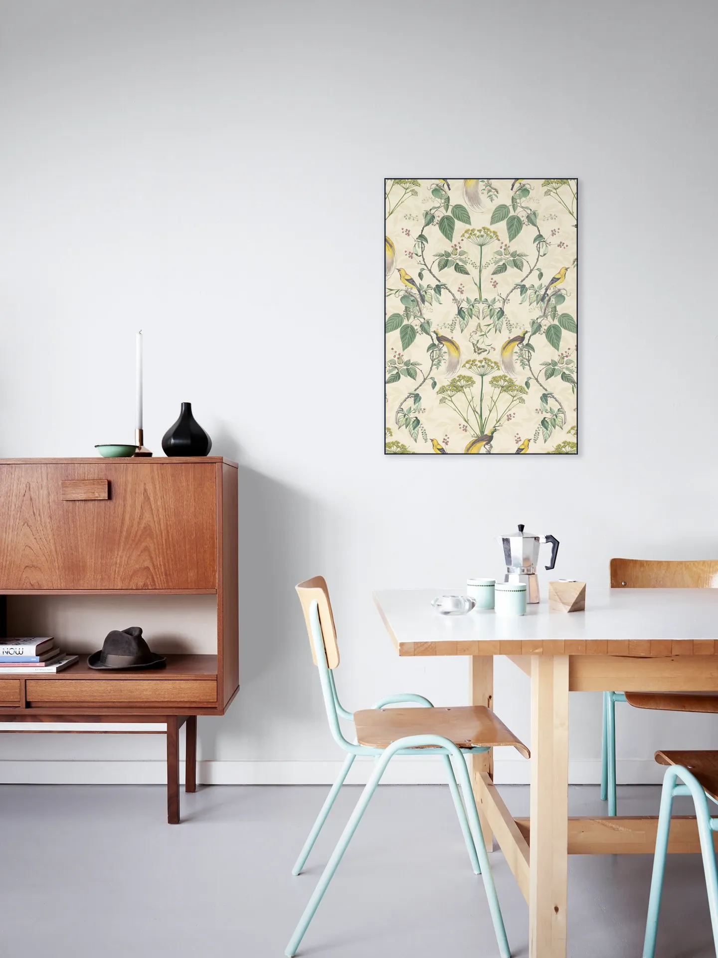 Vintage Floral damask & garden Birds - cream