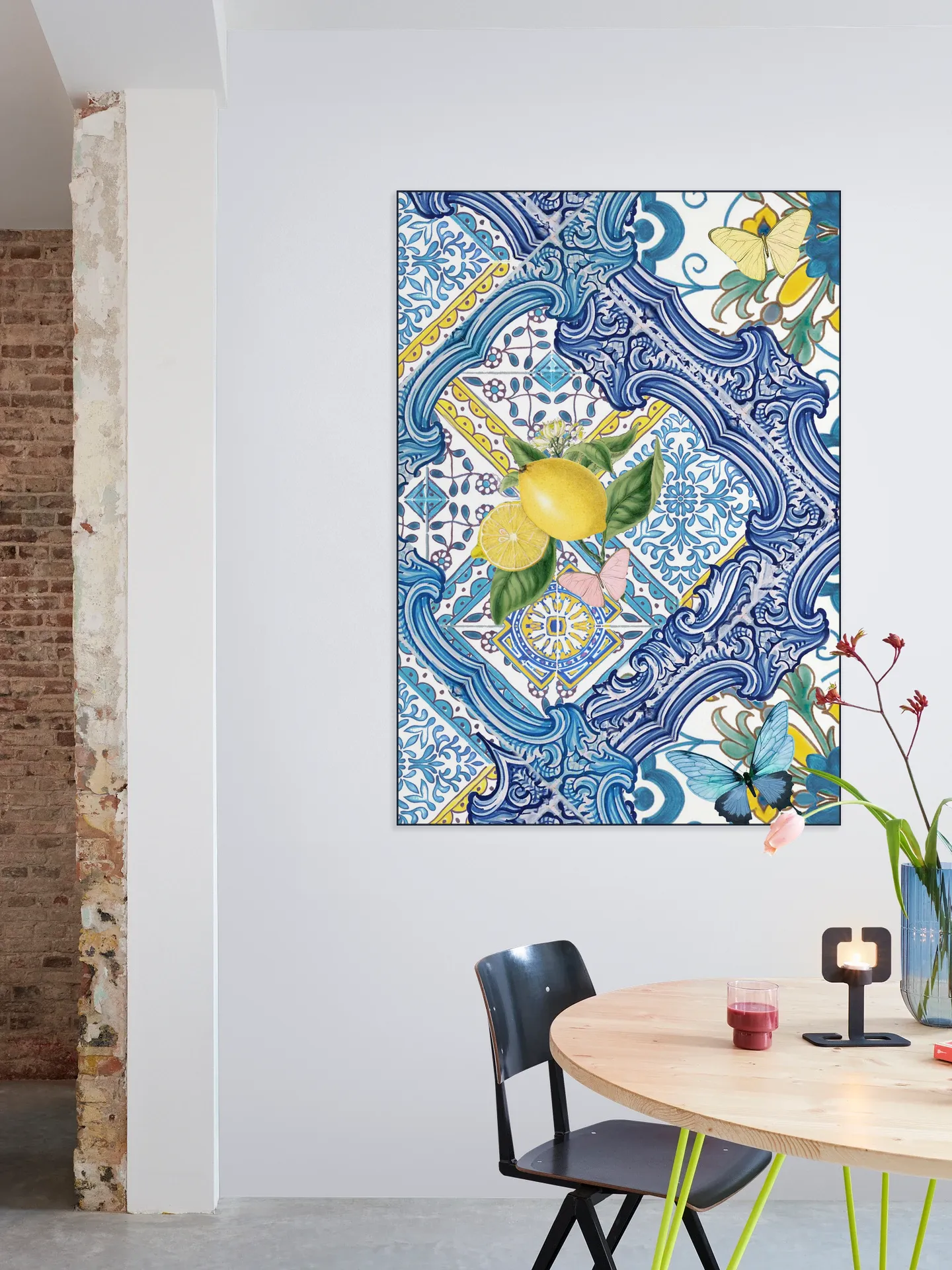Mediterranean tiles and lemons blue I
