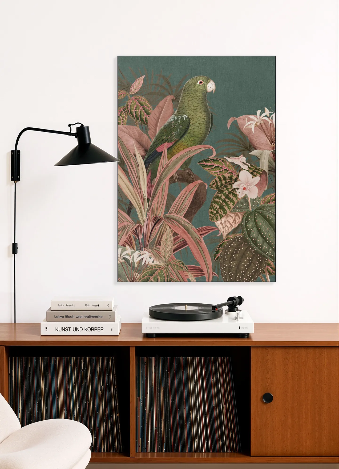 Green Parrot and Pink Jungle