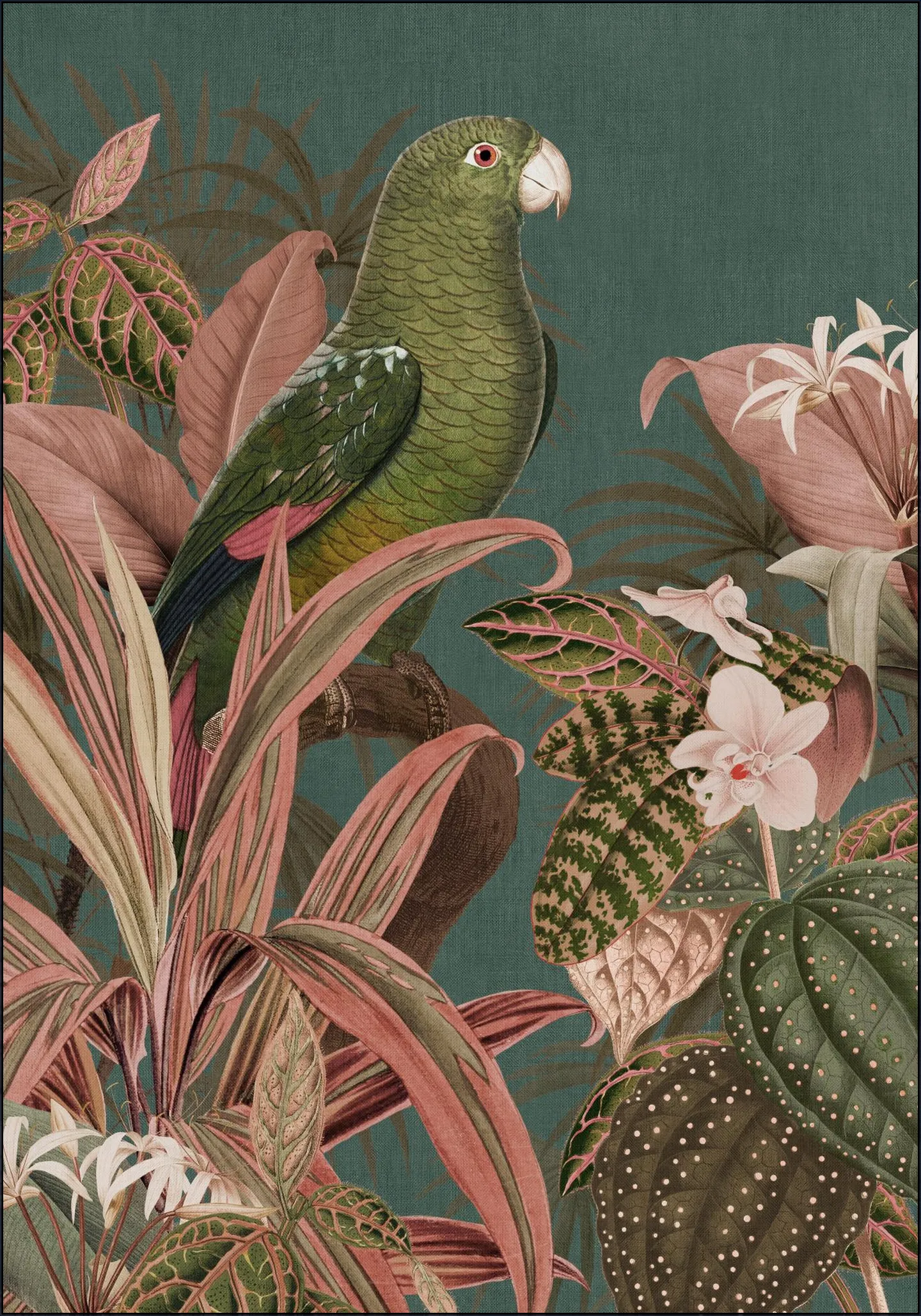 Green Parrot and Pink Jungle