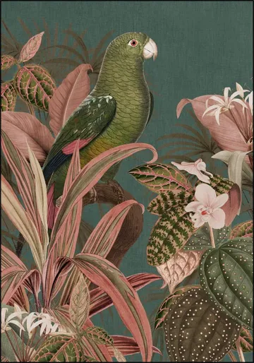 Green Parrot and Pink Jungle
