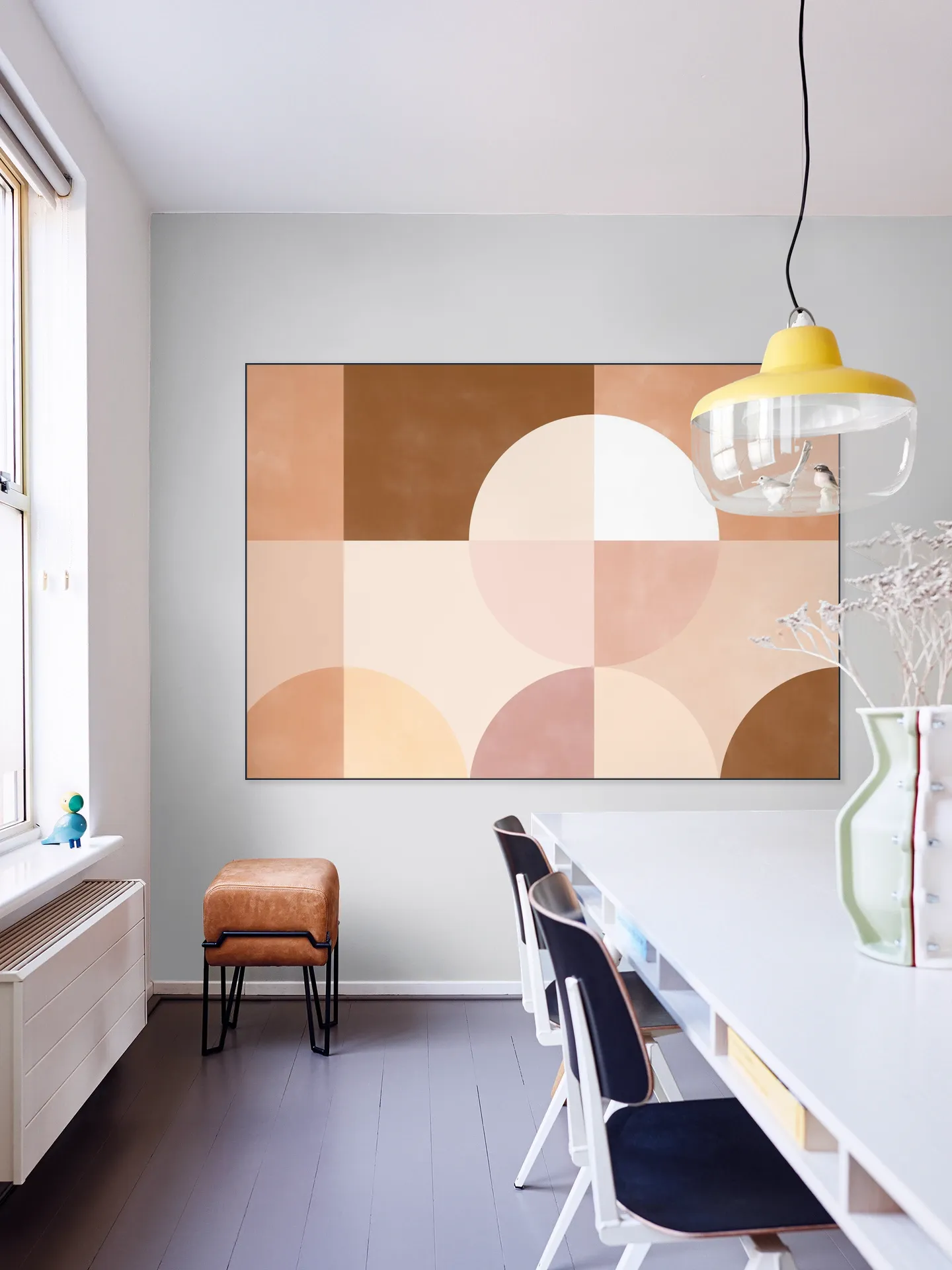 Geometric Circles and Squares in Earthy Tones