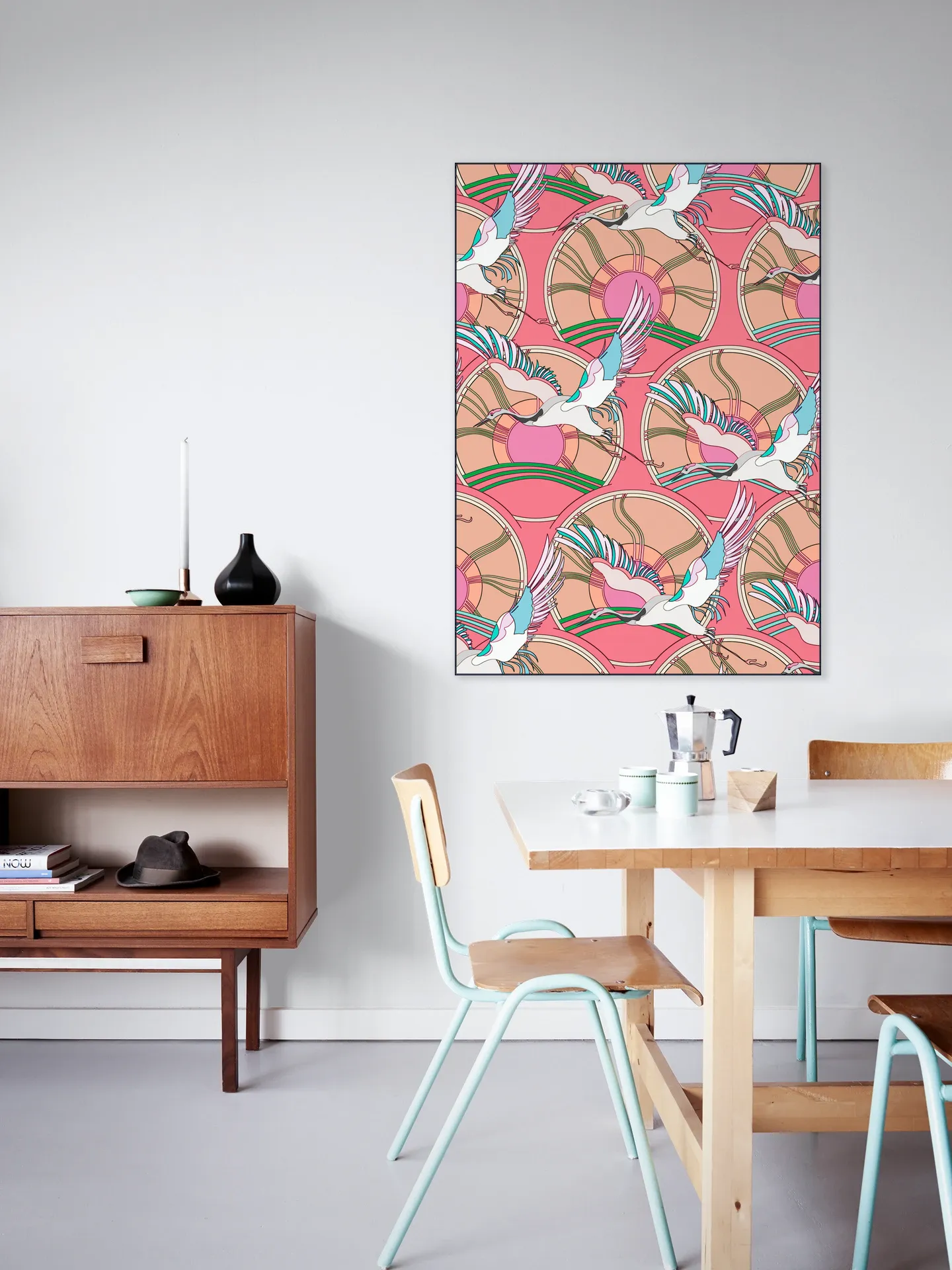 Crane Bird Pattern Pink