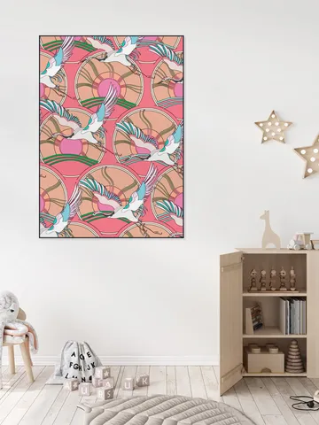 Crane Bird Pattern Pink