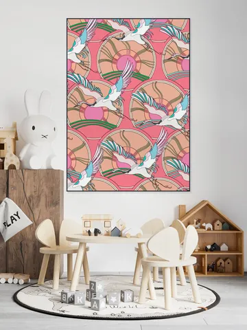 Crane Bird Pattern Pink