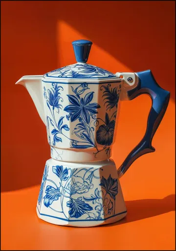 Orange Delft Blue Percolator