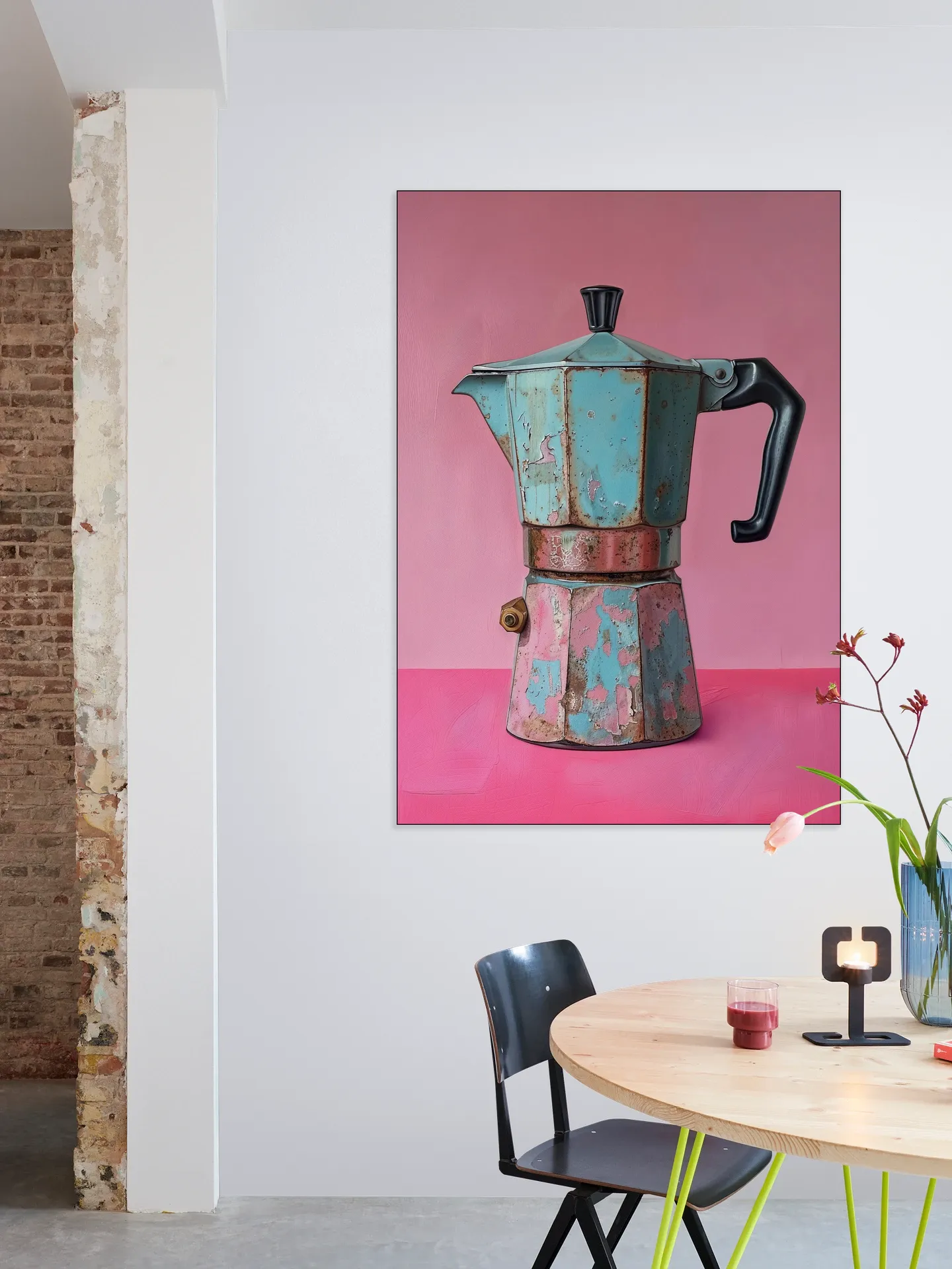 Vintage Coffee Percolator - Magenta and Turqoise