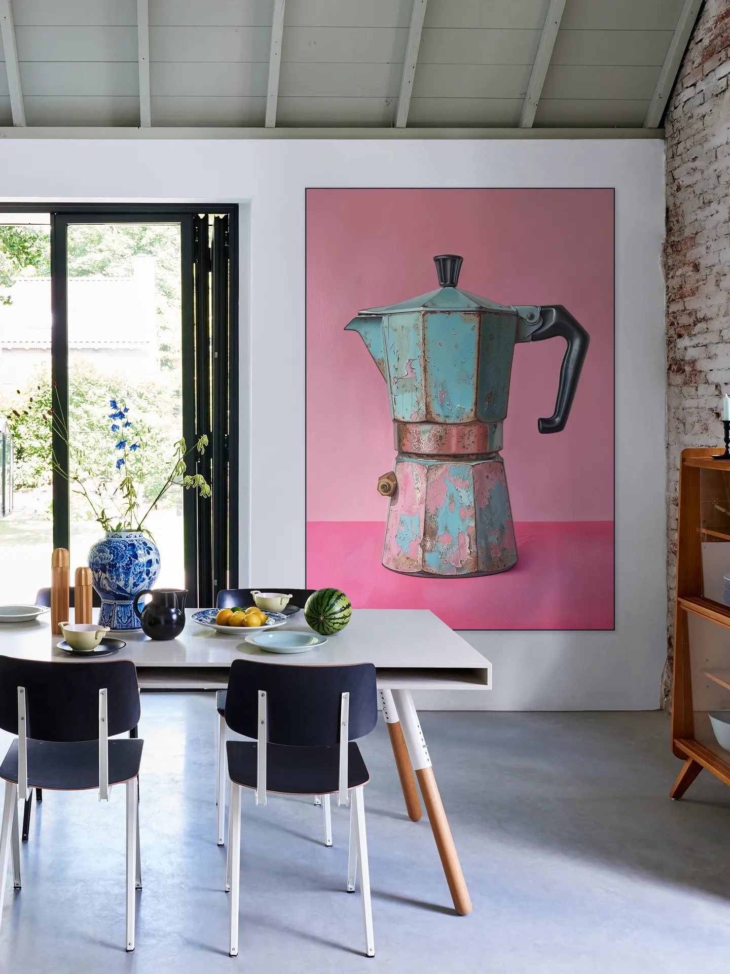 Vintage Coffee Percolator - Magenta and Turqoise
