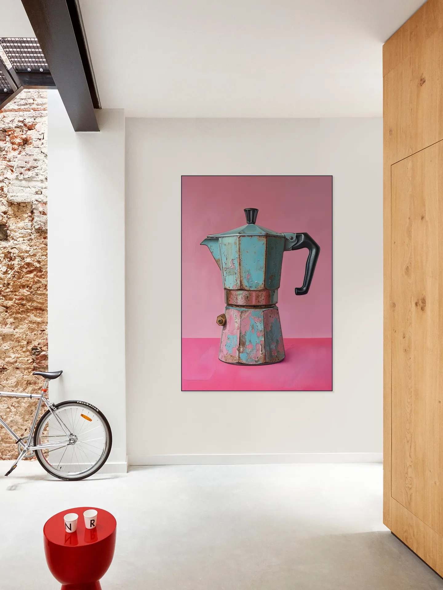 Vintage Coffee Percolator - Magenta and Turqoise
