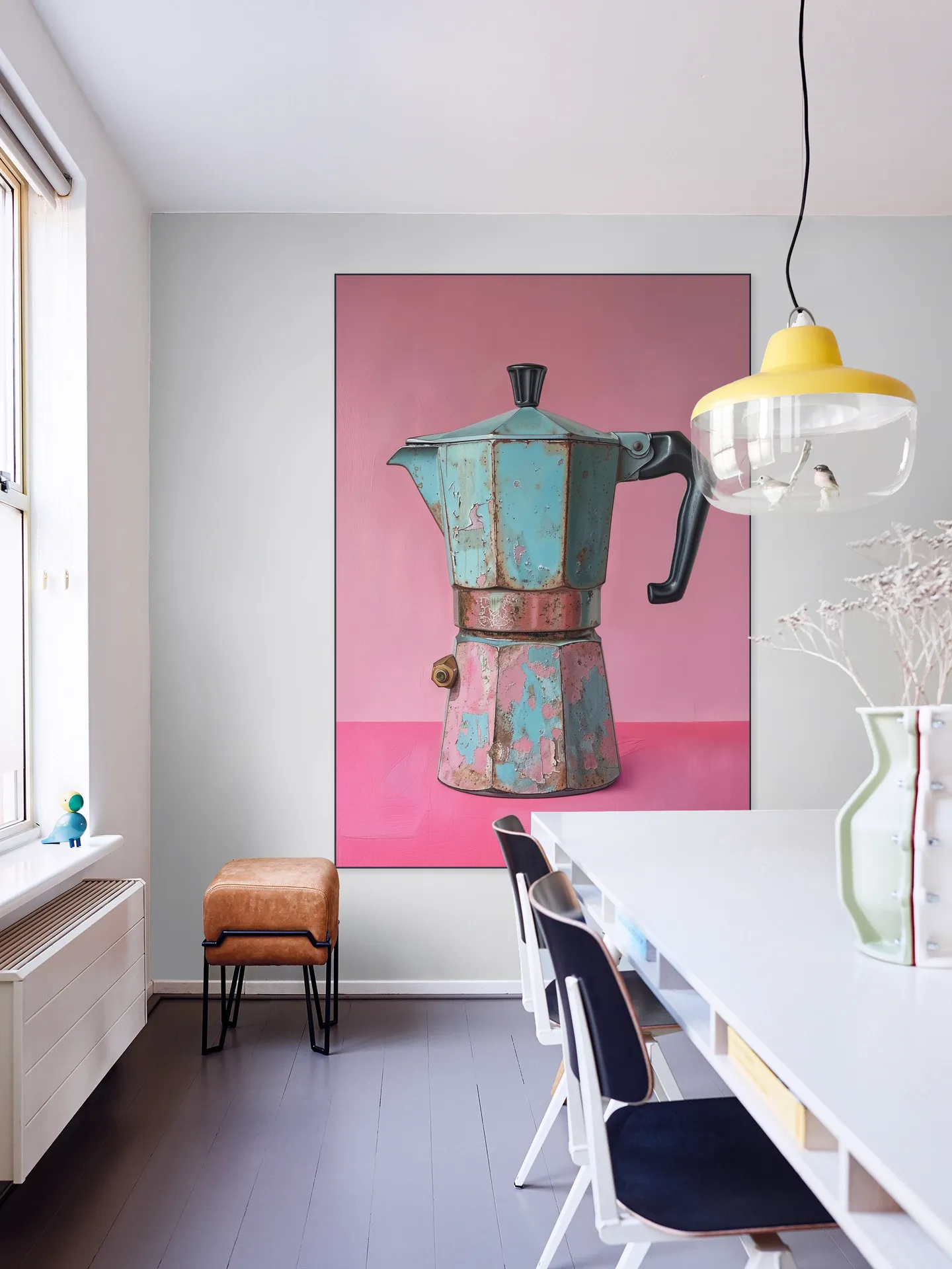 Vintage Coffee Percolator - Magenta and Turqoise