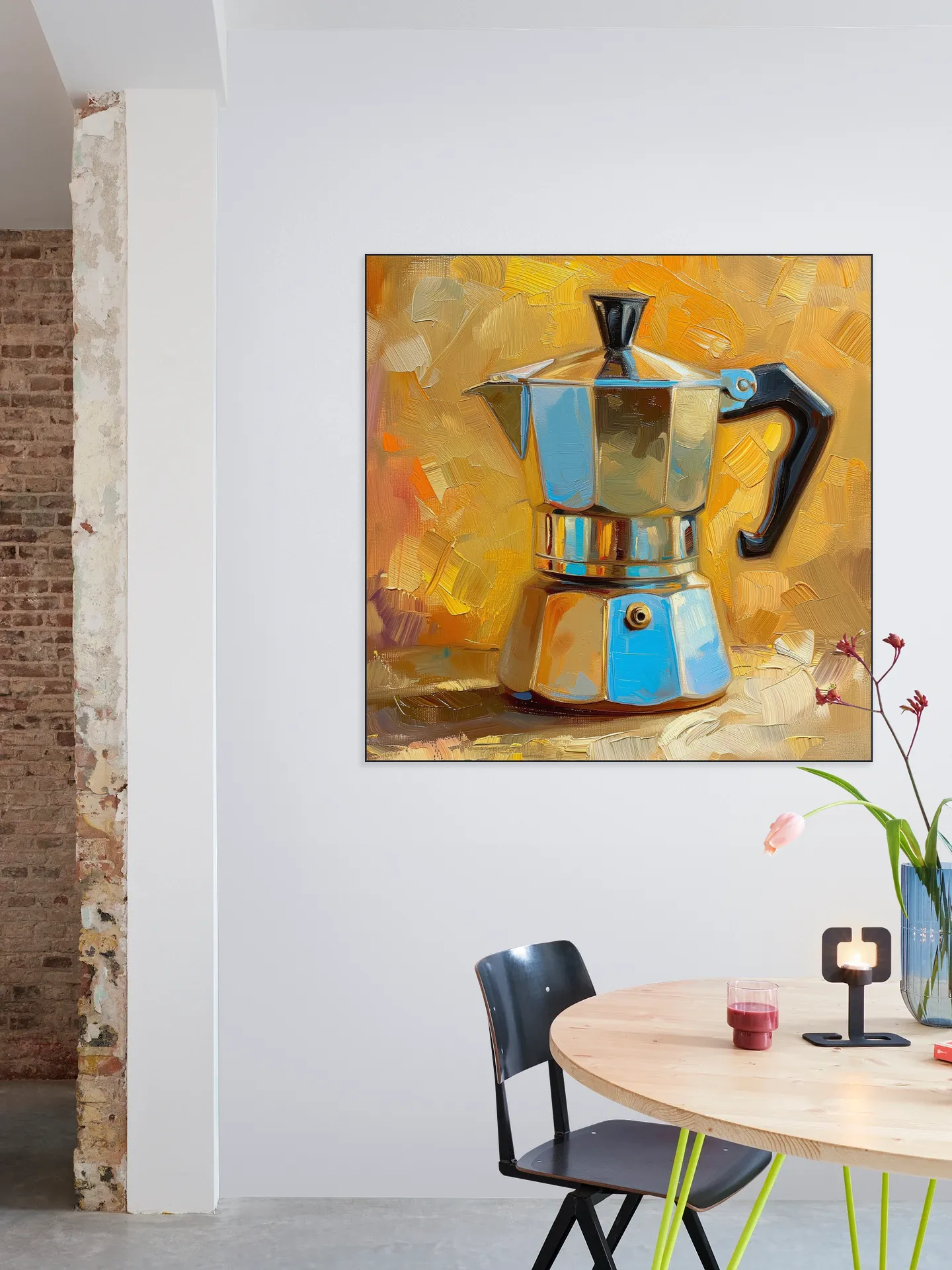Painting of a Silver Italian Percolator