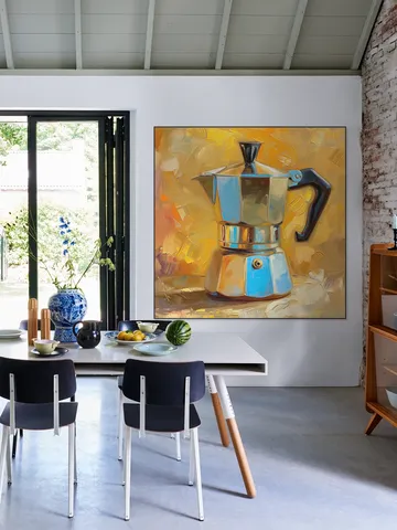 Painting of a Silver Italian Percolator
