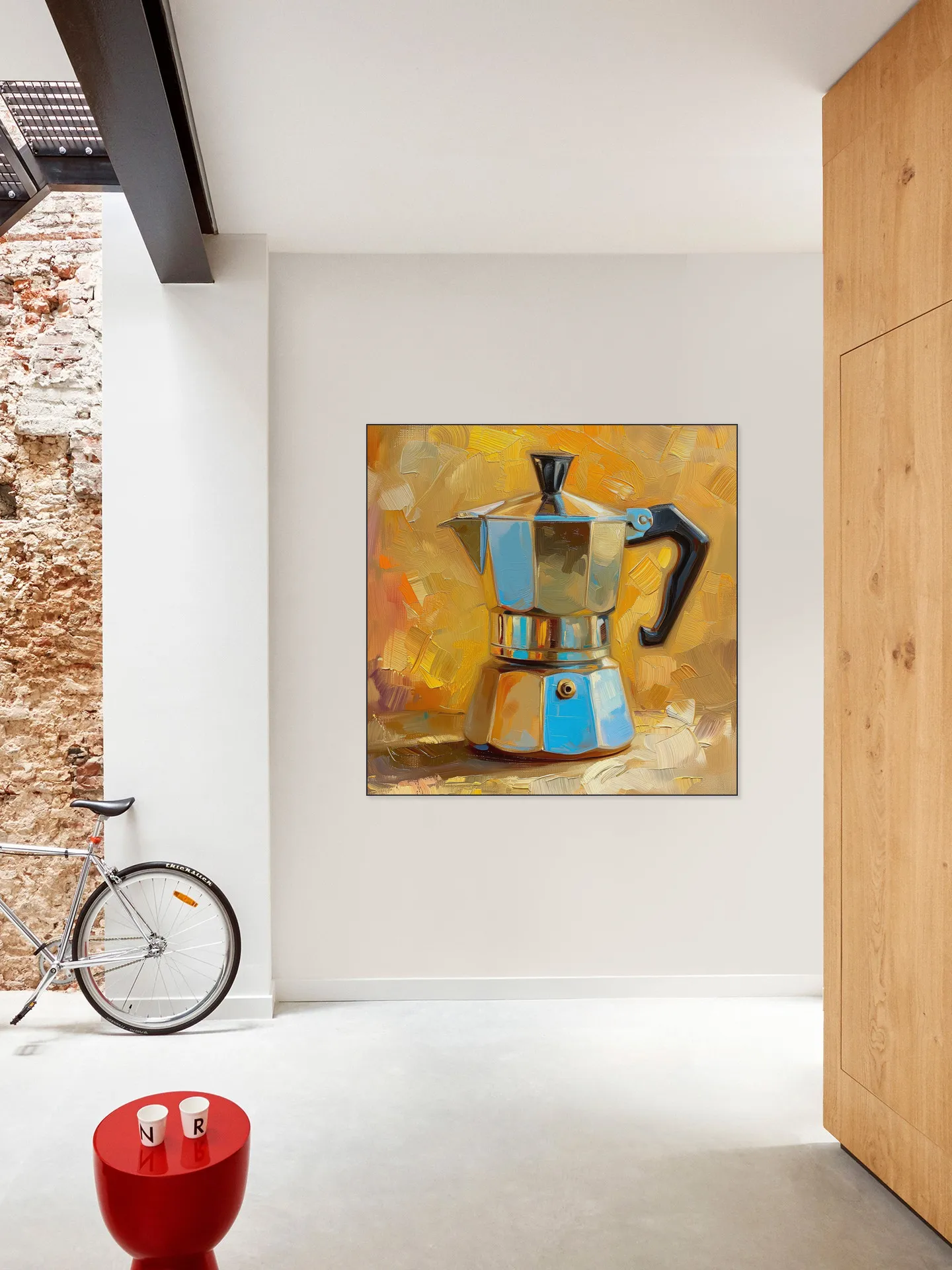 Painting of a Silver Italian Percolator