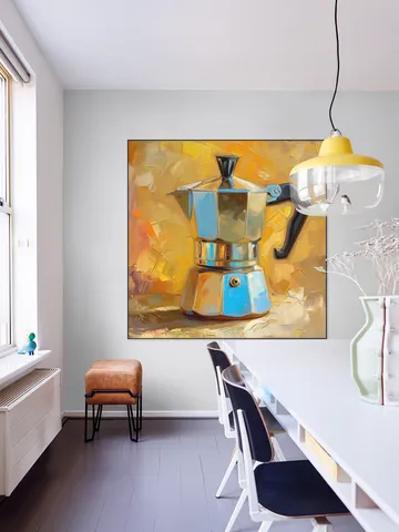 Painting of a Silver Italian Percolator