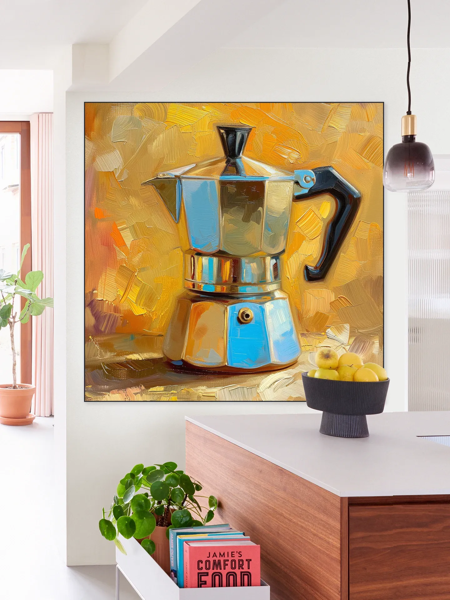 Painting of a Silver Italian Percolator