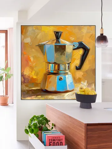 Painting of a Silver Italian Percolator
