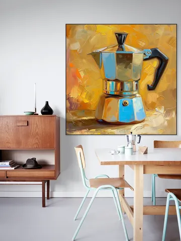 Painting of a Silver Italian Percolator