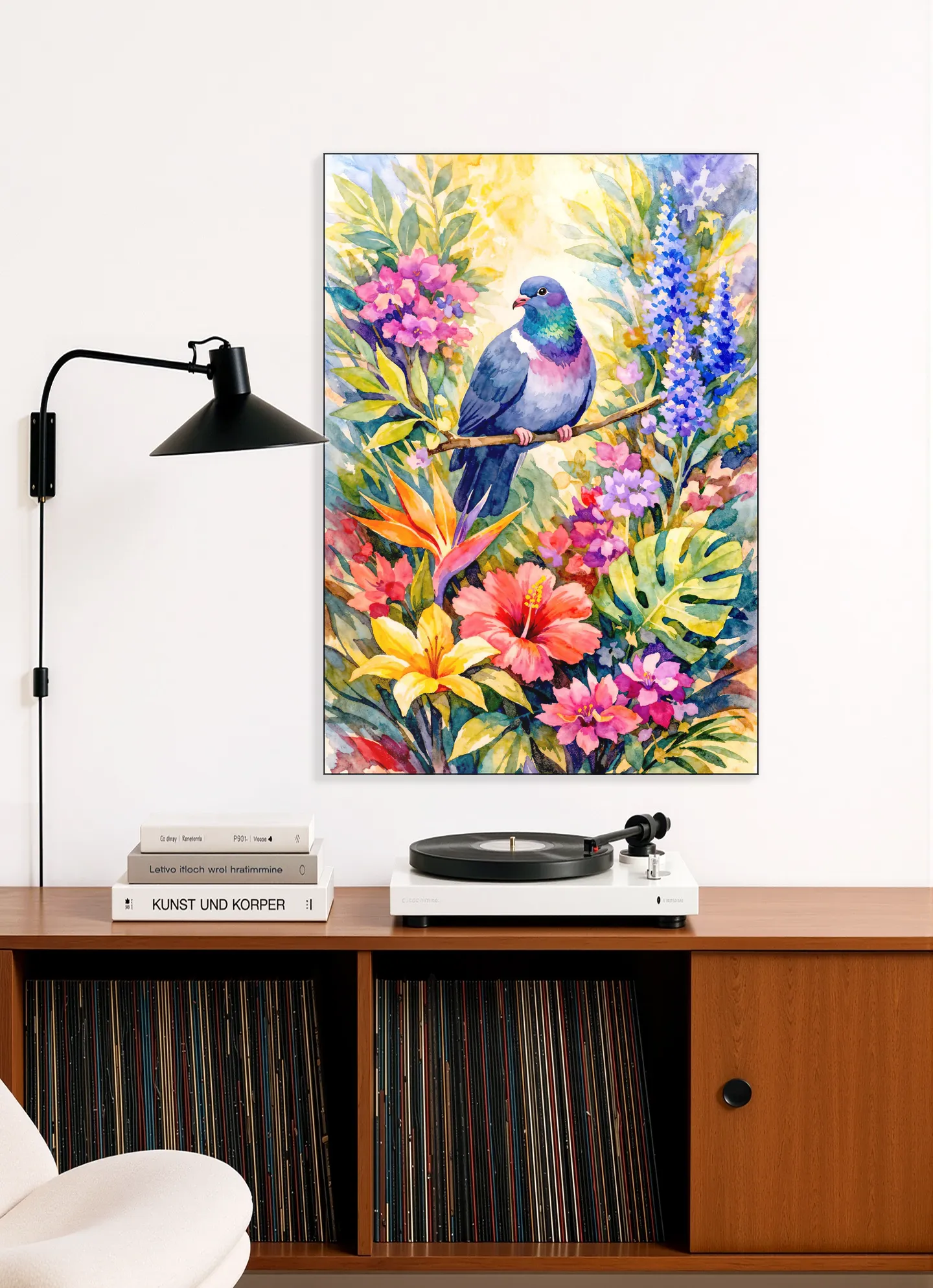 Dove Among Jungle Flowers