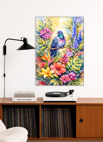 Dove Among Jungle Flowers