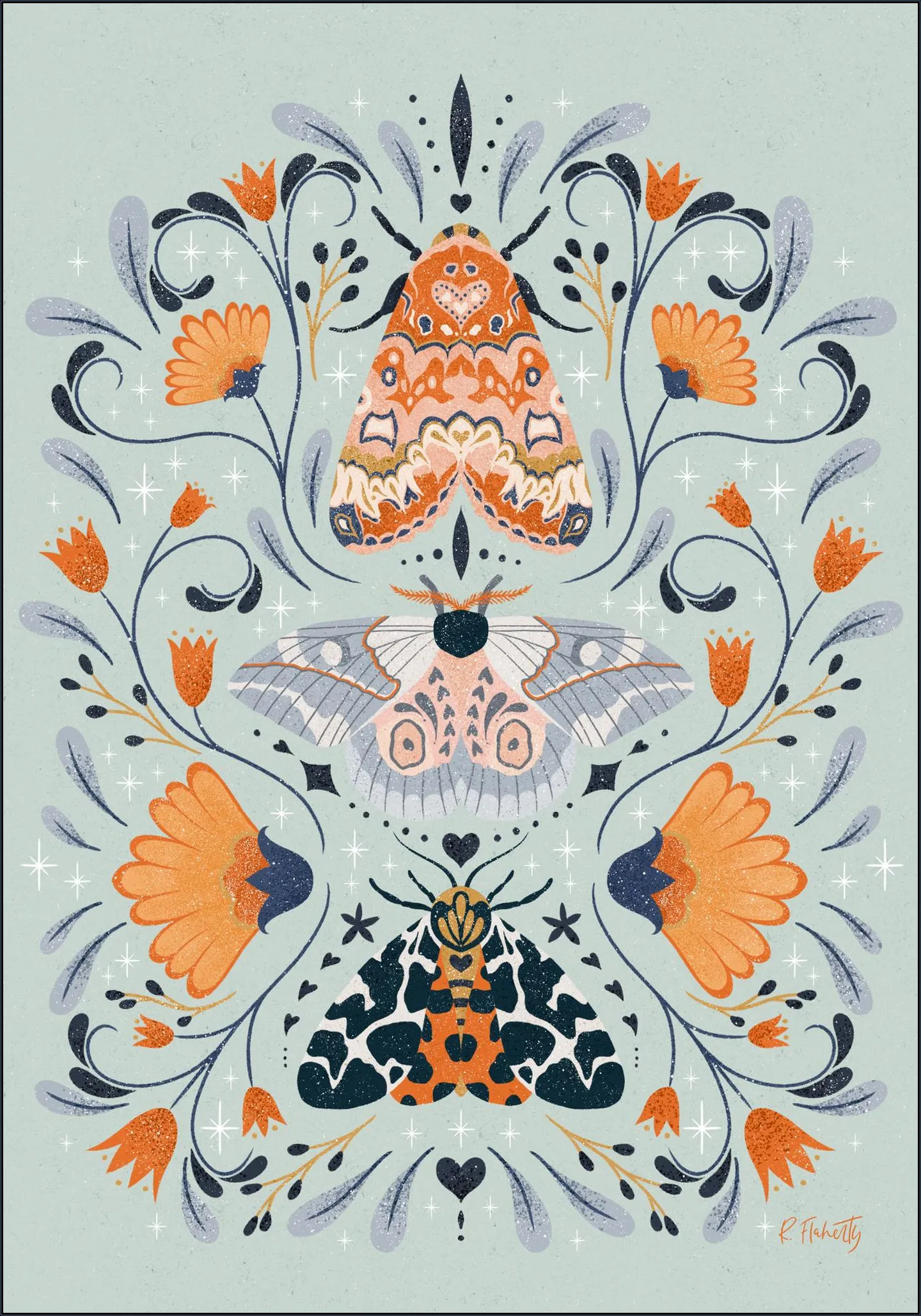 Floral Moths Mint